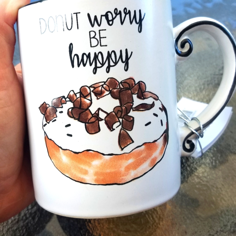 Donut Worry Be Happy mug, new